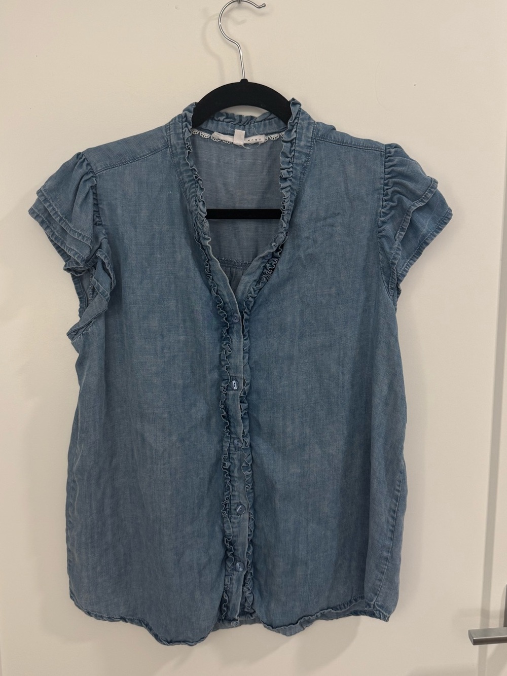 Jane + Delancey Chambray Ruffled Top